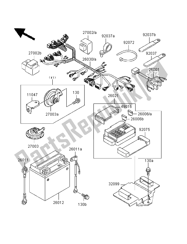 Tutte le parti per il Equipaggiamento Elettrico Del Telaio del Kawasaki ZXR 400 1999