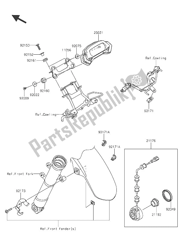 Wszystkie części do Metr (y) Kawasaki Z 250 SL ABS 2016