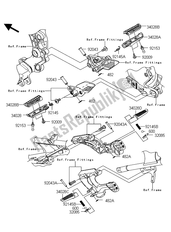 All parts for the Footrest of the Kawasaki 1400 GTR ABS 2011