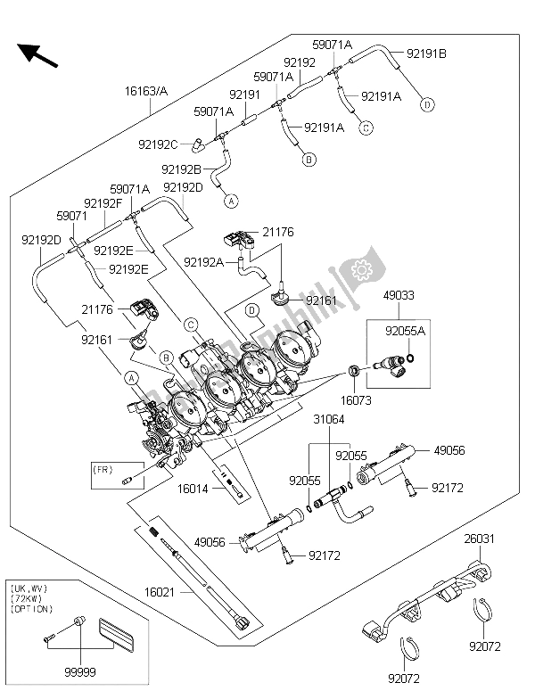 All parts for the Throttle of the Kawasaki Versys 1000 2015