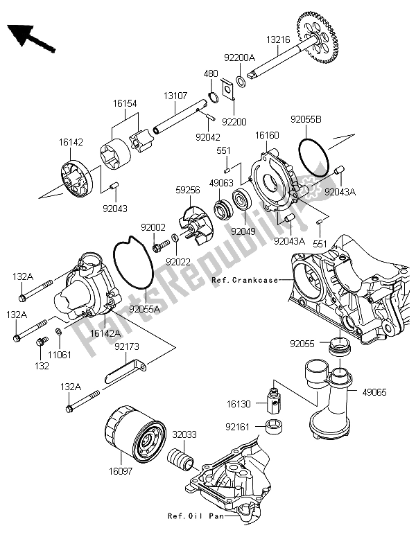 All parts for the Oil Pump of the Kawasaki Versys 1000 2012