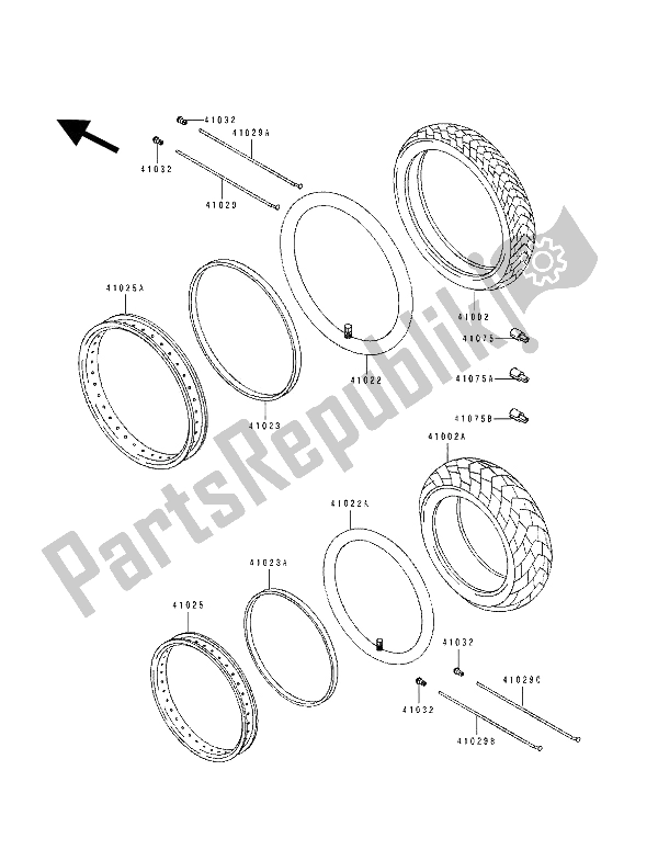 All parts for the Tires of the Kawasaki KLE 500 1992