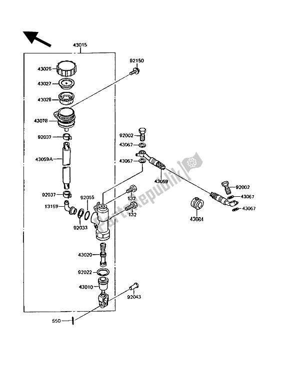 Tutte le parti per il Pompa Freno Posteriore del Kawasaki KMX 125 1992