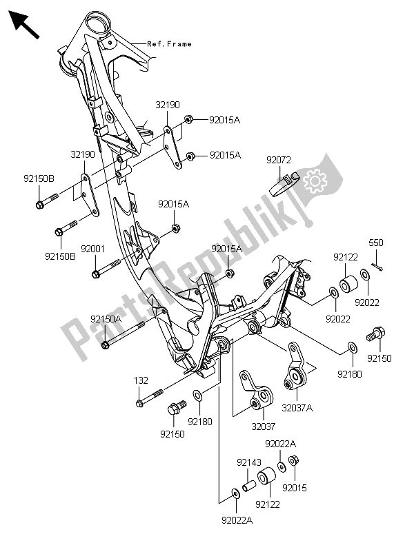 All parts for the Engine Mount of the Kawasaki KX 85 SW 2014