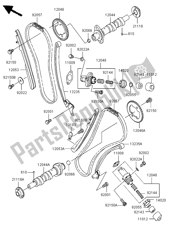 Alle onderdelen voor de Nokkenas En Spanner van de Kawasaki VN 1600 Classic Tourer 2006