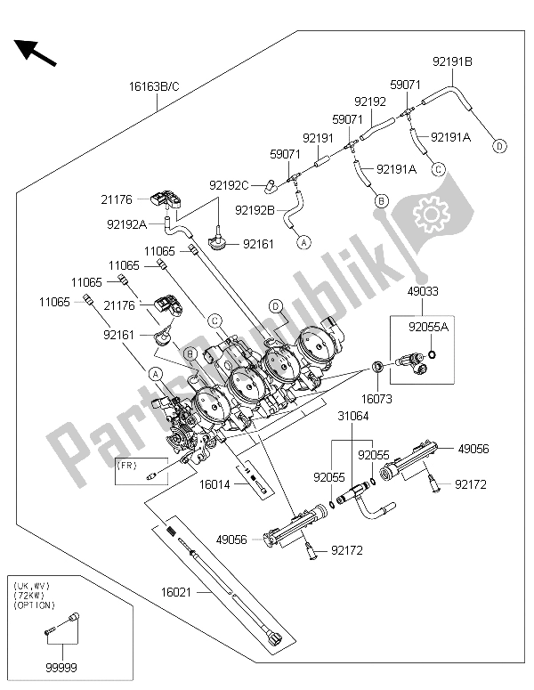 All parts for the Throttle of the Kawasaki Z 1000 SX 2015