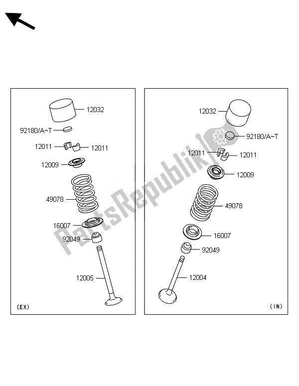 Alle onderdelen voor de Klep (pen) van de Kawasaki Z 800E Version 2014