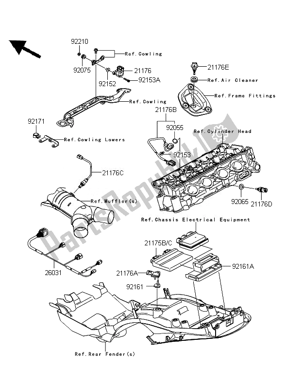 Alle onderdelen voor de Brandstof Injectie van de Kawasaki ZZR 1400 ABS 2010