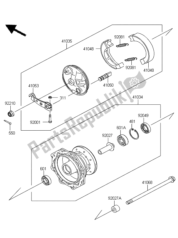 All parts for the Front Hub of the Kawasaki KLX 110 2013