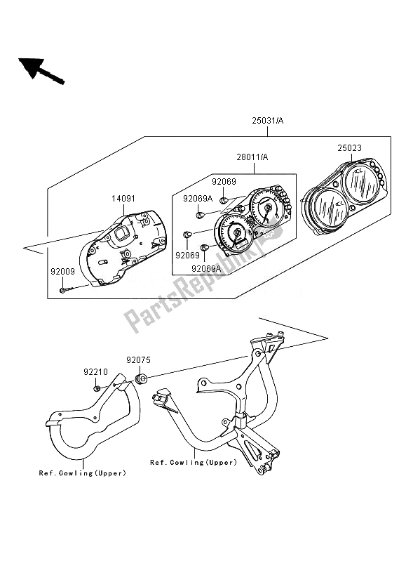 Toutes les pièces pour le Mètre du Kawasaki ER 6F 650 2007