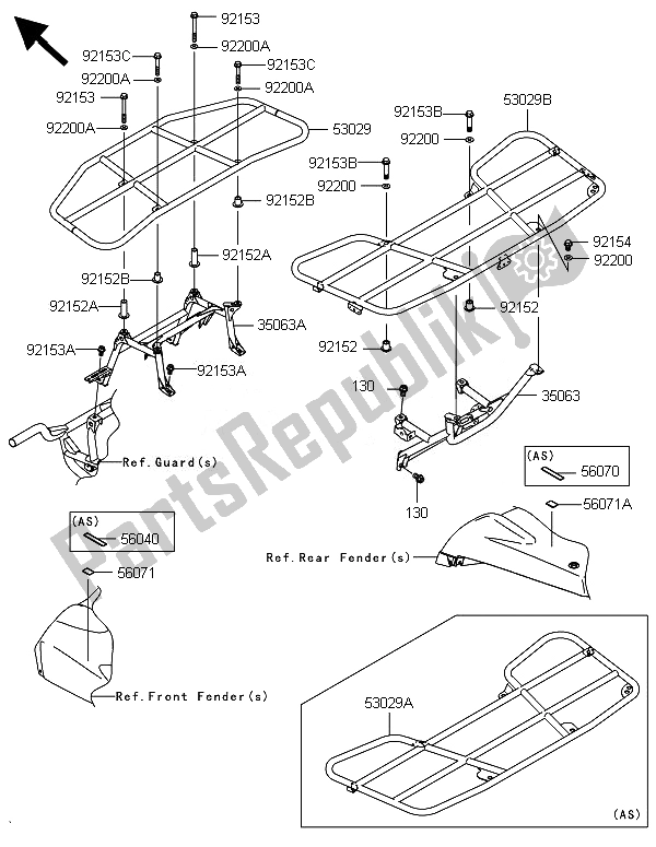 Tutte le parti per il Carrier (s) del Kawasaki Brute Force 650 4X4I 2014