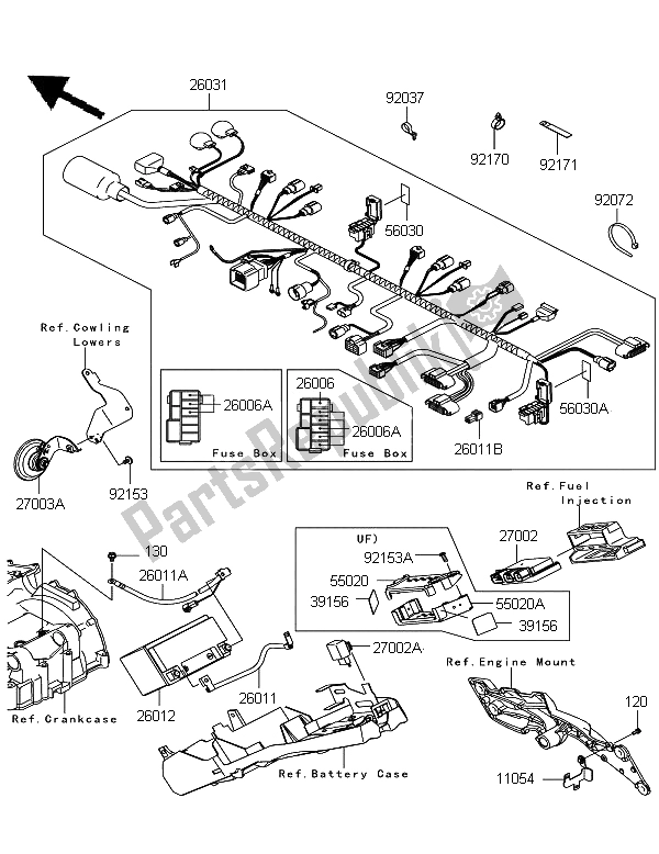 Todas las partes para Equipo Eléctrico Del Chasis de Kawasaki Z 750R 2012