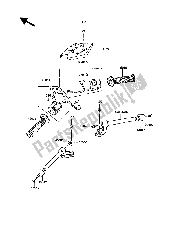 All parts for the Handlebar of the Kawasaki GPZ 900R 1986