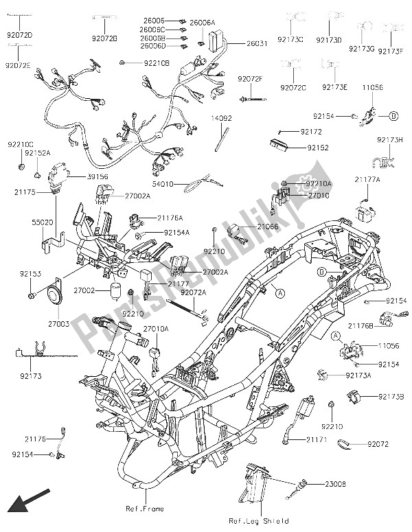 All parts for the Chassis Electrical Equipment of the Kawasaki J 300 ABS 2016