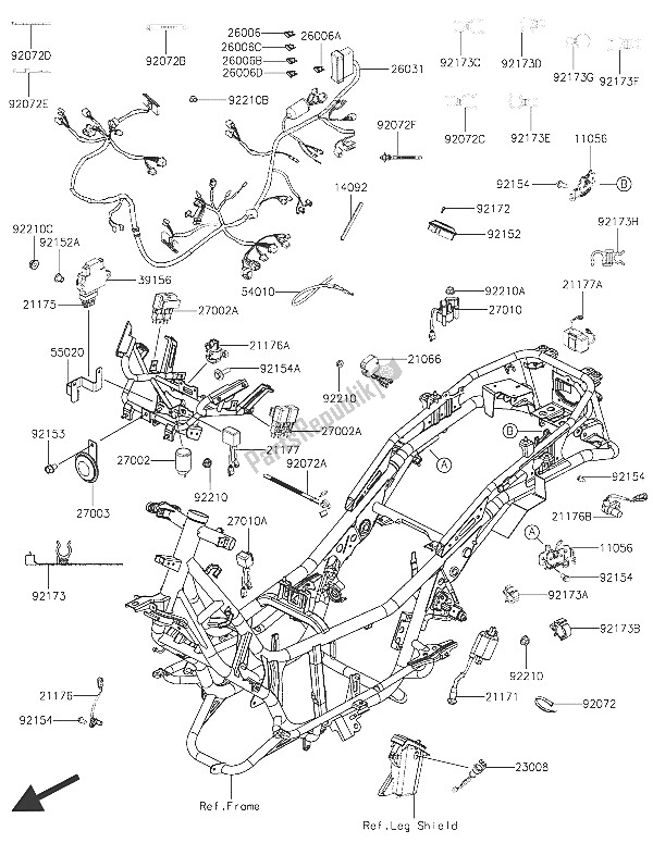 Alle onderdelen voor de Chassis Elektrische Apparatuur van de Kawasaki J 300 ABS 2016