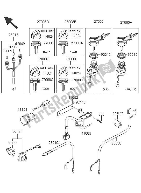 All parts for the Ignition Switch of the Kawasaki KVF 360 4X4 2005