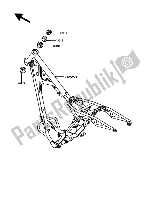 Toutes les pièces pour le Cadre du Kawasaki KDX 200 1986