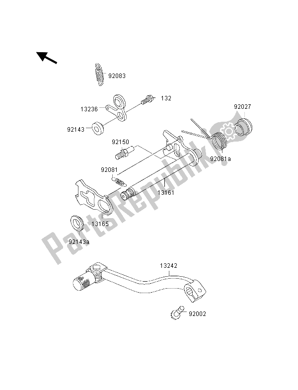 Alle onderdelen voor de Schakelmechanisme van de Kawasaki KX 80 SW LW 2000