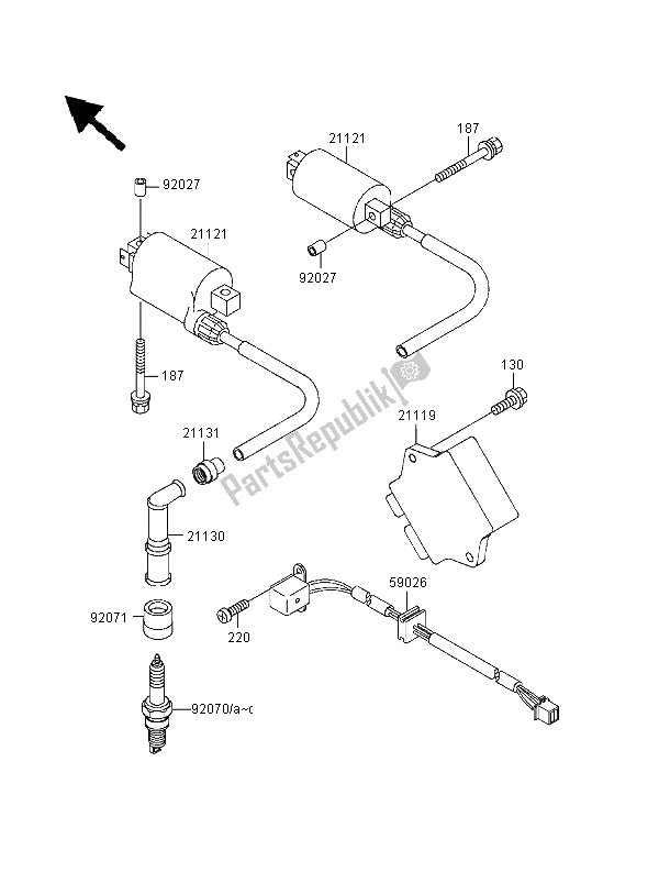 All parts for the Ignition System of the Kawasaki GPZ 500S 2000
