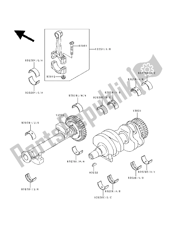 All parts for the Crankshaft of the Kawasaki EN 500 1994