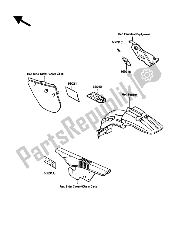 All parts for the Labels of the Kawasaki KMX 125 1990