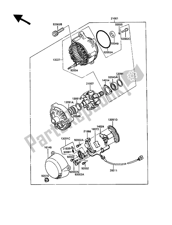 Wszystkie części do Generator Kawasaki 1000 GTR 1990