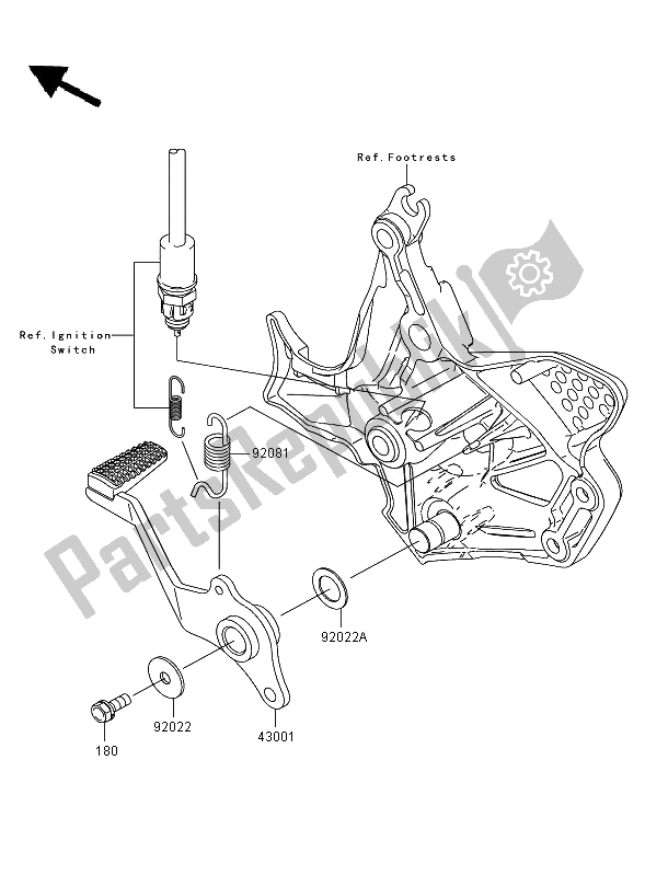 All parts for the Brake Pedal of the Kawasaki Versys 650 2009