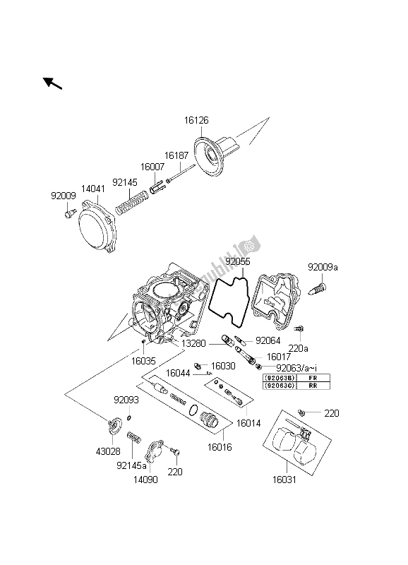 Toutes les pièces pour le Pièces De Carburateur du Kawasaki KVF 650 Prairie 4X4 2003