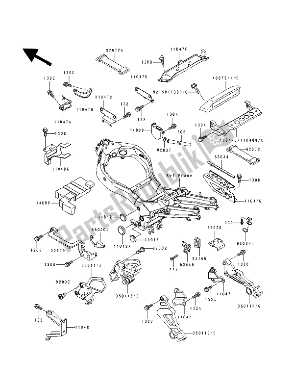 All parts for the Battery Case of the Kawasaki ZZ R 1100 1994