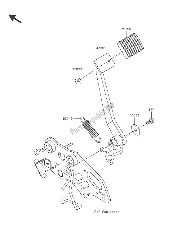 All parts for the Brake Pedal of the Kawasaki Vulcan S 650 2016