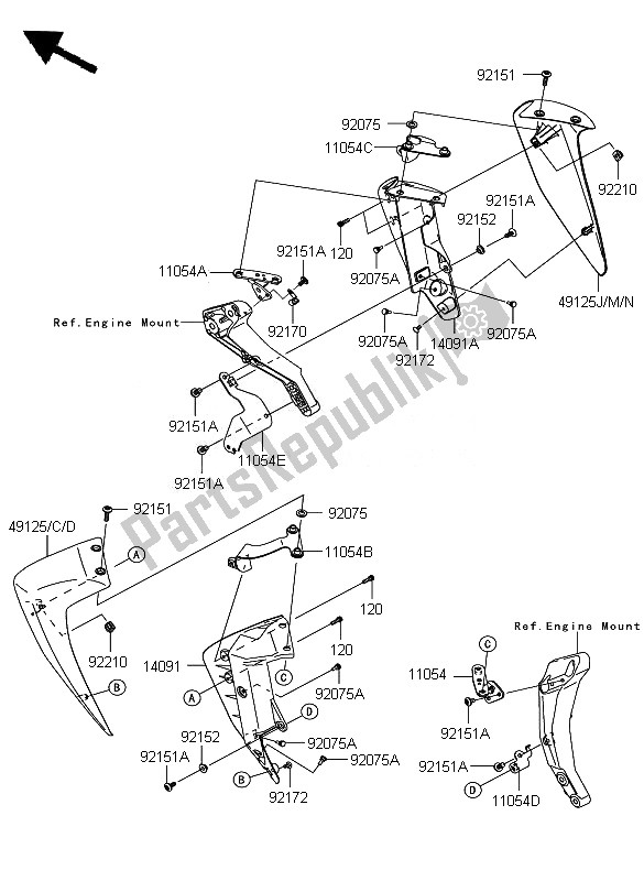 Tutte le parti per il Il Cofano Si Abbassa del Kawasaki Z 750 ABS 2007