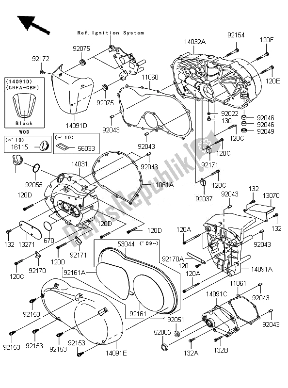 All parts for the Engine Covers of the Kawasaki VN 900 Custom 2010