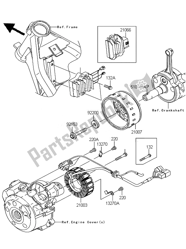 All parts for the Generator of the Kawasaki D Tracker 125 2010