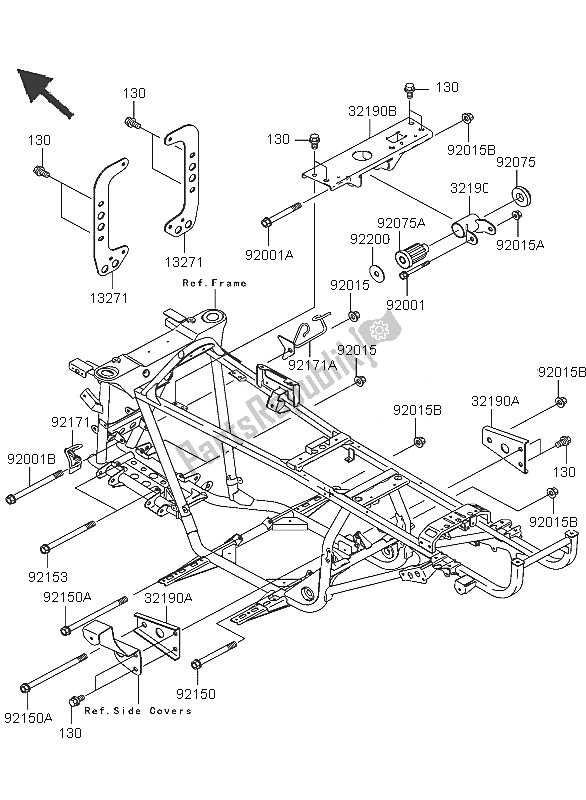 All parts for the Engine Mount of the Kawasaki KVF 360 4X4 2005