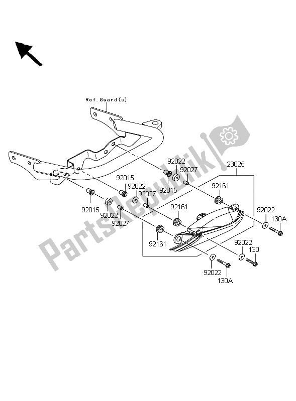 All parts for the Taillight of the Kawasaki KFX 450R 2009