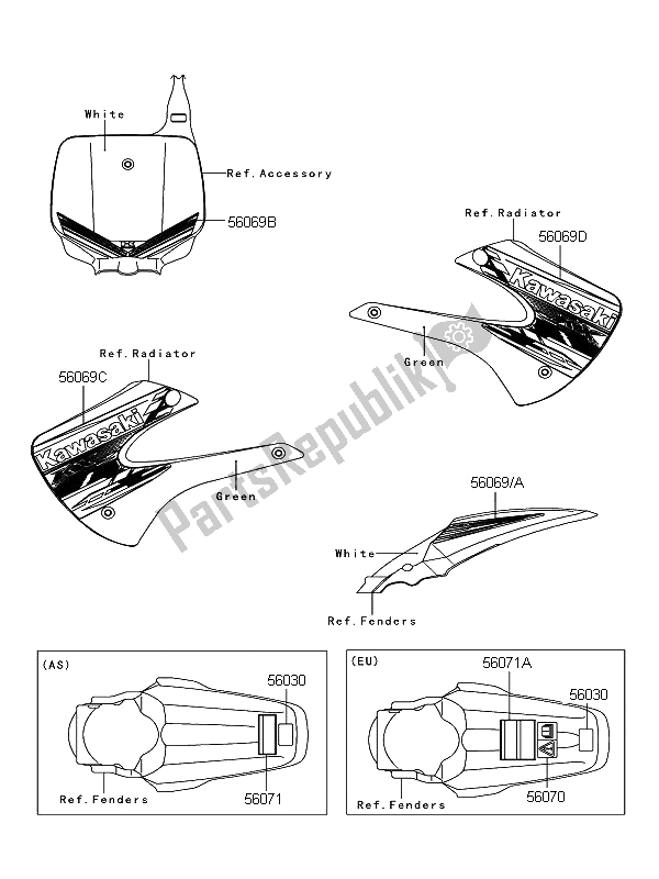 All parts for the Labels of the Kawasaki KX 85 SW LW 2013