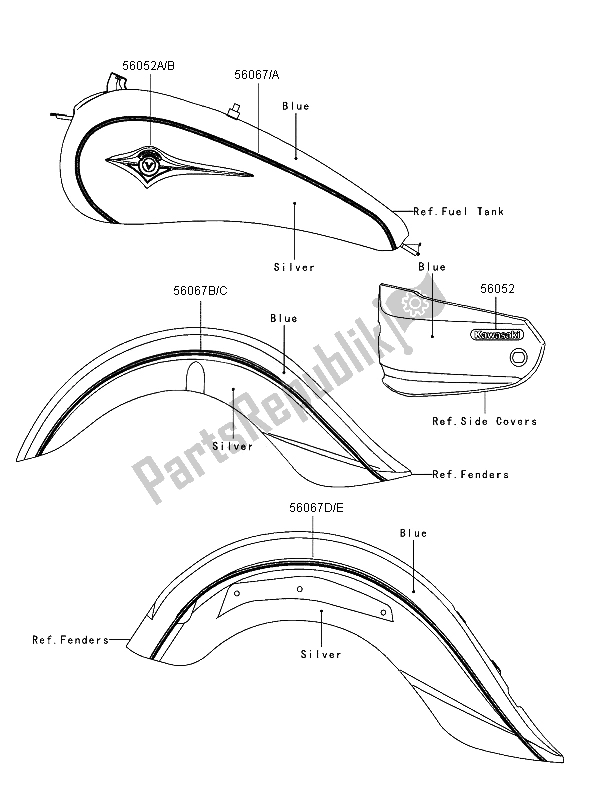 All parts for the Decals of the Kawasaki VN 1600 Classic 2006