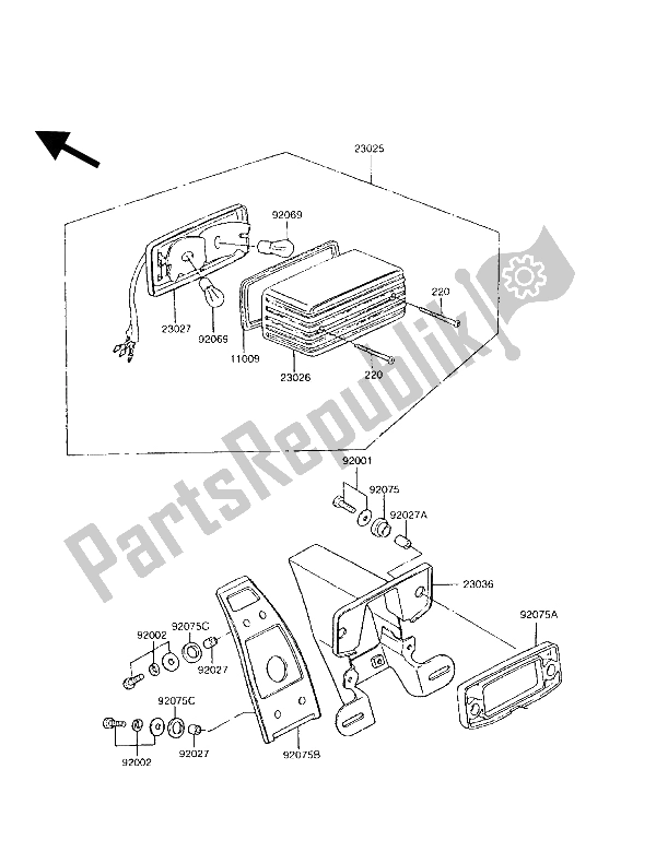 Tutte le parti per il Luci Posteriori) del Kawasaki GT 750 1994