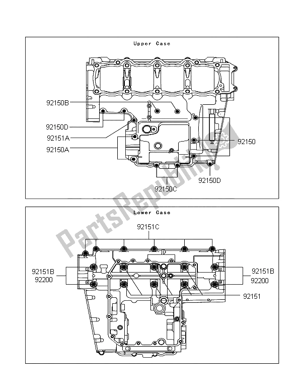 All parts for the Crankcase Bolt Pattern of the Kawasaki Z 750R 2011