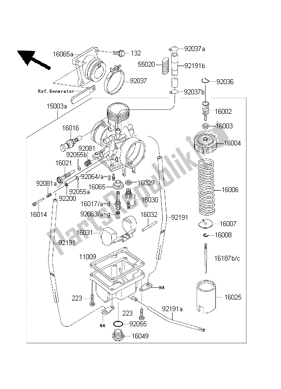 All parts for the Carburetor of the Kawasaki KX 65 2003