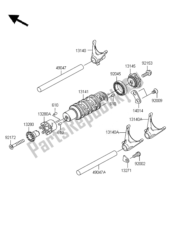 Tutte le parti per il Tamburo Cambio E Forcella / E Cambio del Kawasaki ER 6F 650 2010