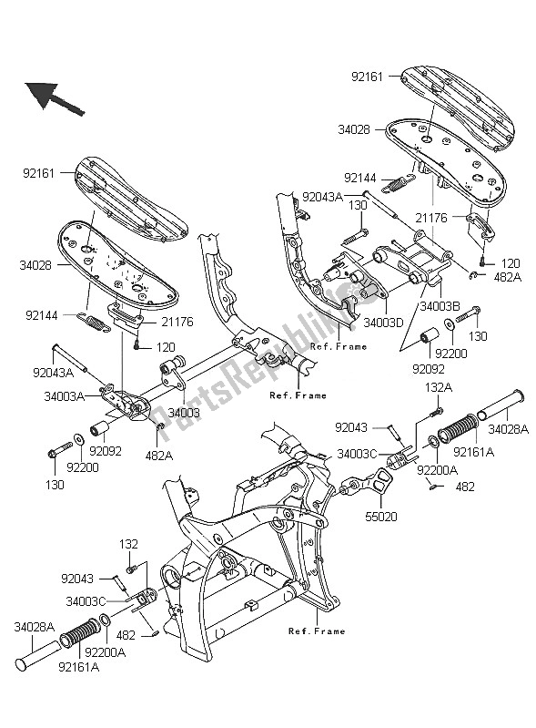 All parts for the Footrests of the Kawasaki VN 2000 2005