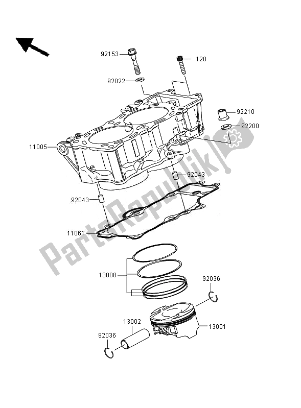 Toutes les pièces pour le Cylindre Et Piston du Kawasaki Versys ABS 650 2007