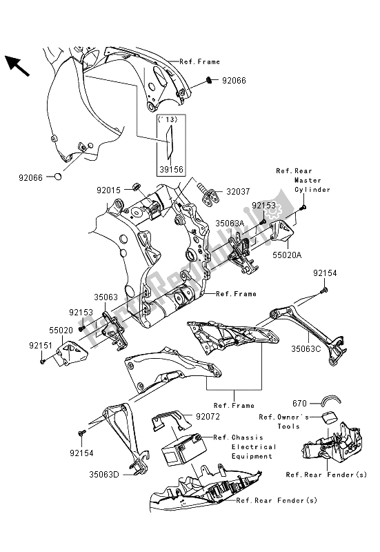 All parts for the Frame Fittings of the Kawasaki Ninja ZX 10R 1000 2013