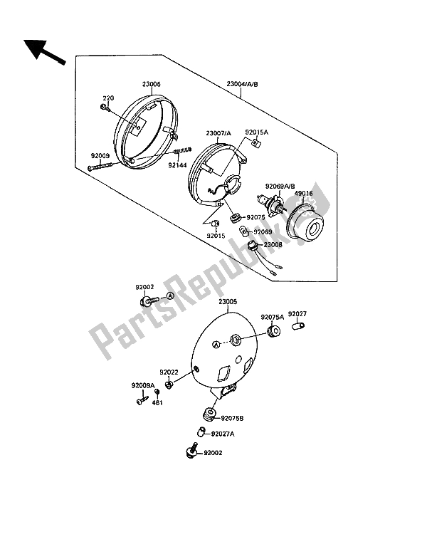 All parts for the Headlight(s) of the Kawasaki EN 500 1990