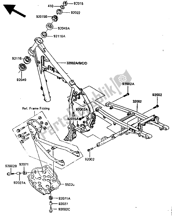 Toutes les pièces pour le Cadre du Kawasaki KLR 600 1985