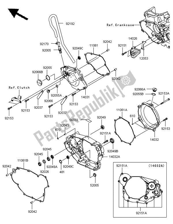 All parts for the Engine Cover of the Kawasaki KX 450F 2006