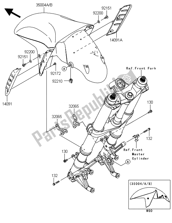 All parts for the Front Fender(s) of the Kawasaki ZZR 1400 ABS 2014