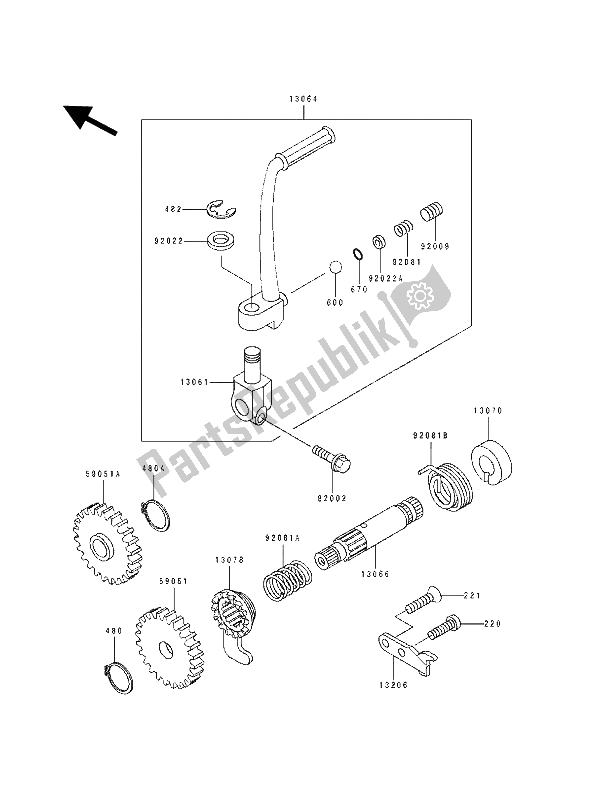 Todas as partes de Mecanismo De Kickstarter do Kawasaki KX 60 1993