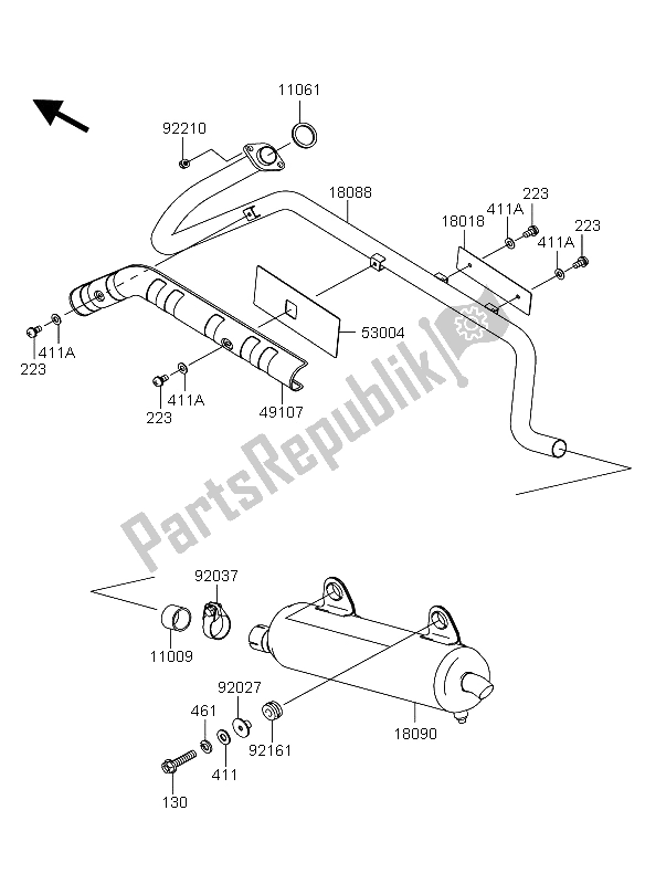 Todas las partes para Silenciador de Kawasaki KVF 360 2006